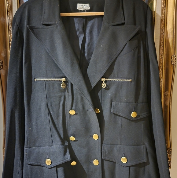 Vintage Navy Blue Chanel double-breated